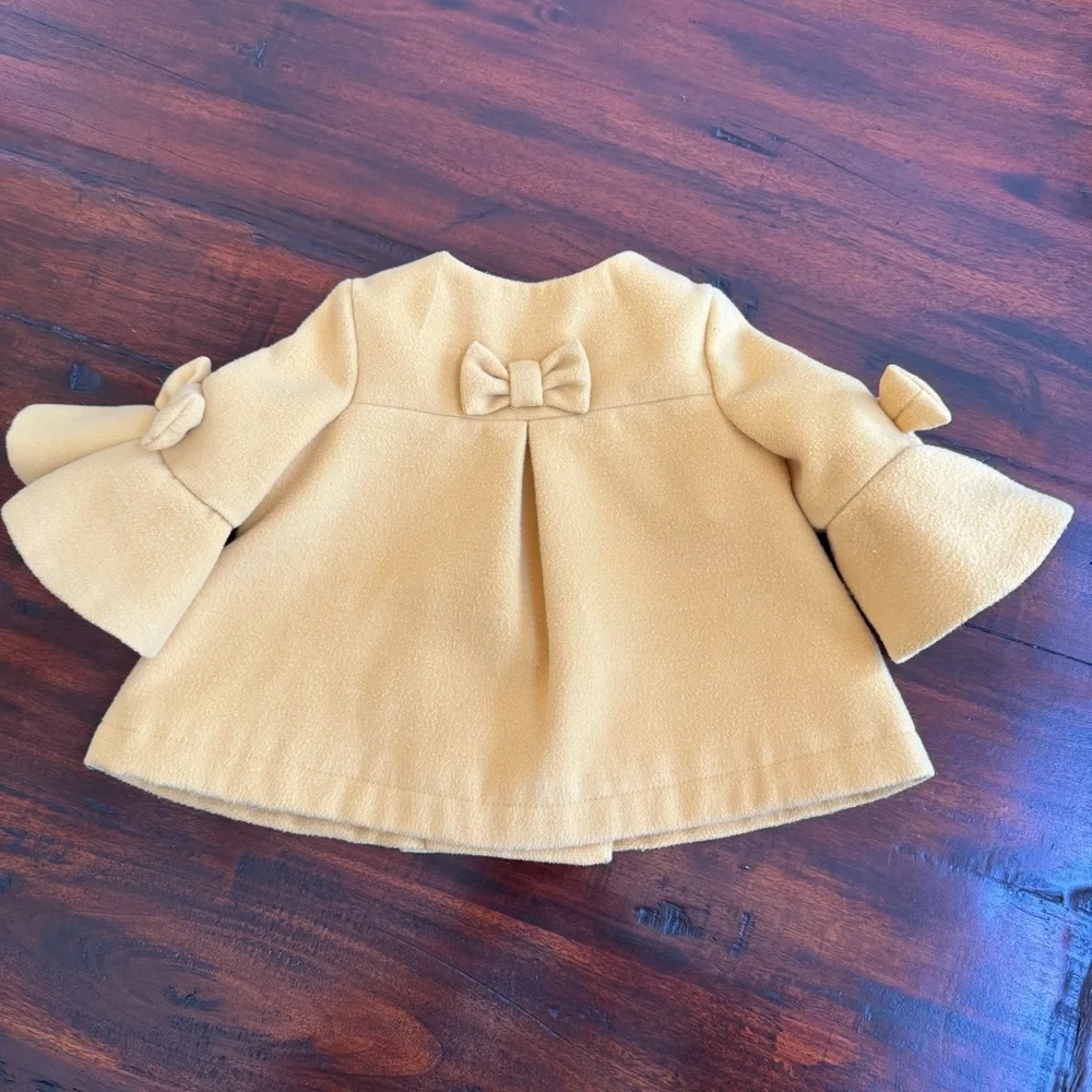 Max Studio Mustard Yellow Double Breasted Dress Coat Infant Girl Size 12Mos